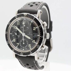 Vintage Orfina Black Racing Men's Automatic Chronograph Wristwatch Valj 7750